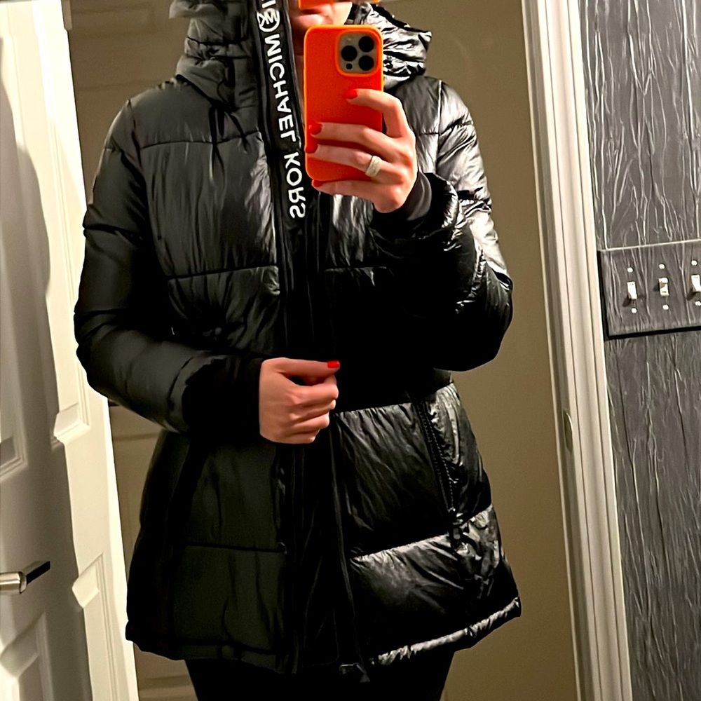 MK Black Hooded PufferJacket
